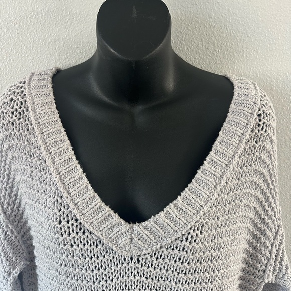 Free People Light Gray V-Neck Sweater - Picture 3 of 10